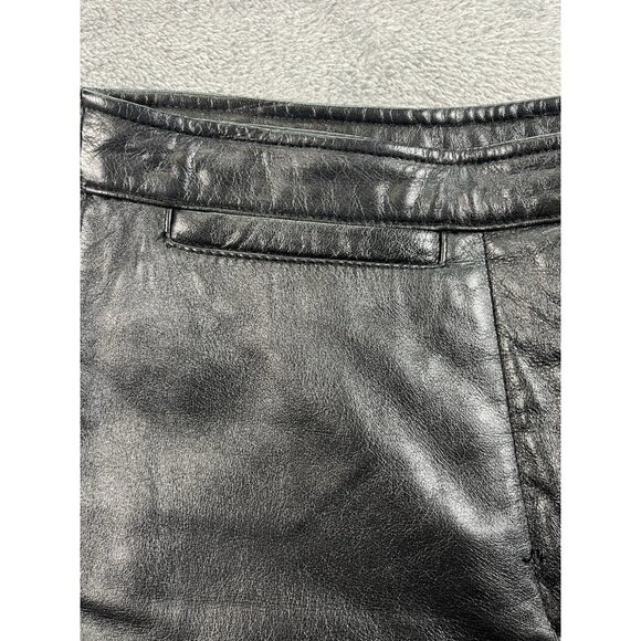VINTAGE 90s WILSON’S Maxima LEATHER Slim Straight Women’s Moto Pants Black-Sz 8 - Picture 3 of 11